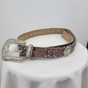 Blazin Roxx Concho Studded Floral Embossed Western Belt.
